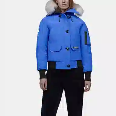 Canada Goose Logo Flight Hooded Down Jacket Blue