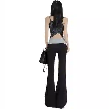 欧迪芬 拼接撞色通勤风修身低腰长裤休闲裤 女款