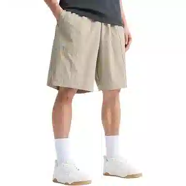 特步 篮球系列 休闲简约字母宽松系带运动短裤 男款 枫桥色