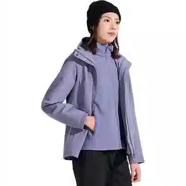 探路者  休闲舒适运动三合一  防水防风保暖防静电冲锋衣 女款 寂静紫