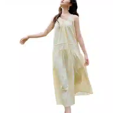 茵曼 宽松简约通勤无袖连衣裙 女款