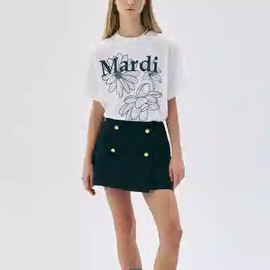 MARDI MERCREDI TSHIRT TRIPLE FLOWER_IVORY NAVY SS25T