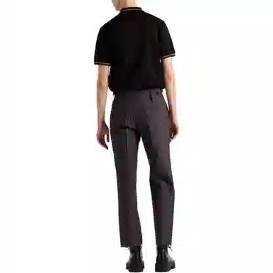 Prada Striped Edge Polo Shirt Black