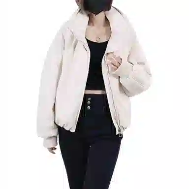蛋白皮皮衣鸭鸭 立领纯色韩版时尚休闲短款宽松羽绒服 女款