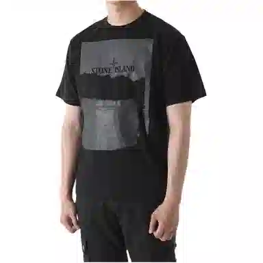 Stone Island Logo Print Crewneck T-Shirt Black