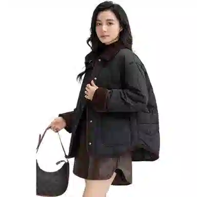 鸭鸭 保暖单排扣薄款长袖羽绒服 女