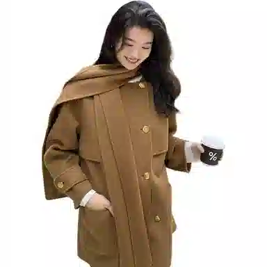 美洋 双面呢围巾冬季大衣 女款