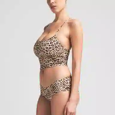 SKIMS Signature Swim Cami Top Champagne Leopard Print