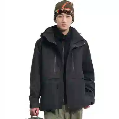 探路者  舒适休闲可脱卸帽三合一  防水防风保暖防静电冲锋衣 男款 黑色