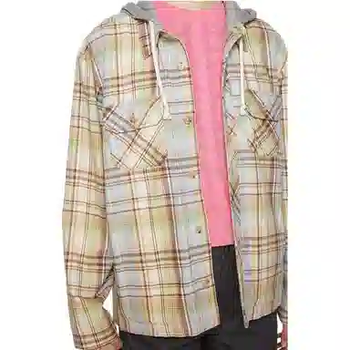 Acne Studios FW24 Face Plaid Hoodie Shirt Jacket Brown Green