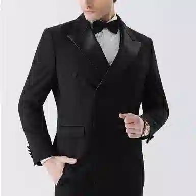 恒源祥 双排扣翻领纯色西装 男款 黑色