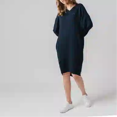 Lacoste V-Neck Long Sleeve Dress Navy