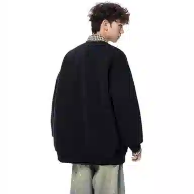 悍戈 多风格假两件拼接格子上衣 时尚百搭适合通勤卫衣 男女同款