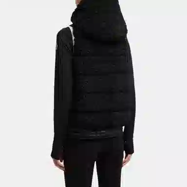 Moncler Logo Mid-Length Hooded Vest Black