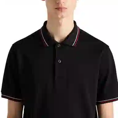 Prada Striped Edge Polo Shirt Black