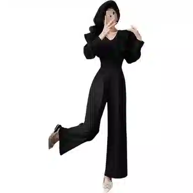 沐晓欣 长款荷叶边气质小众连体裤 女款