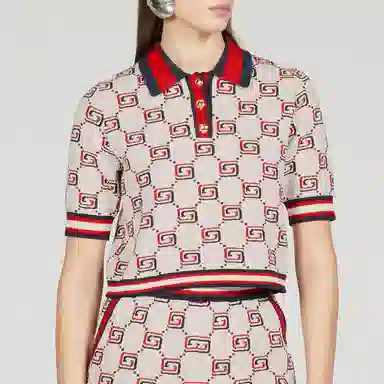 Gucci SS23 Logo Jacquard Polo Red
