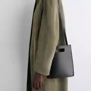 COS Folio Mini Leather Tote Black