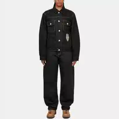 Stussy x Levi's SS24 Logo Embroidered Jeans Black