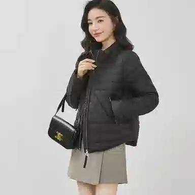 鸭鸭 轻薄短款时尚立领修身显瘦纯色羽绒服 女款