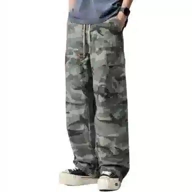 赞仕 纯棉水洗直筒宽松休闲工装裤 男款