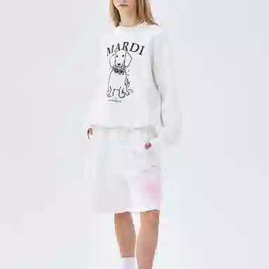MARDI MERCREDI SS25 SWEATSHIRT SWING THE TAIL DDANJI FLOWER NECKLACE_WHITE PINK