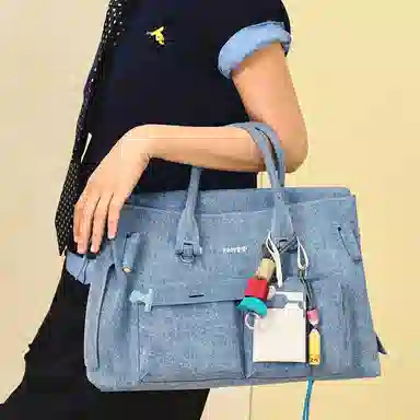 Guliangjiji Building Block Laptop Bag Denim Large Tote Unisex