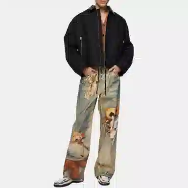 Acne Studios SS26 Barn Leather Trim Twill Zip Cotton Jacket