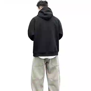 悍戈 美式重磅高街潮牌半拉链痞帅宽松休闲潮流时尚百搭卫衣 男女同款