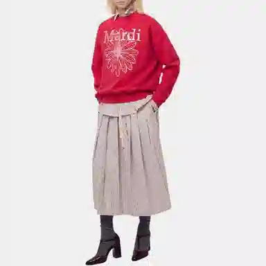 MARDI MERCREDI FW25 SWEATSHIRT FLOWERMARDI NEEDLEWORK_RED PINK