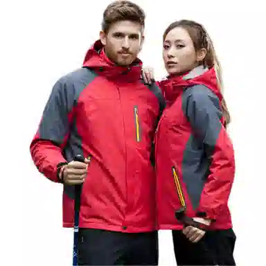 浪莎  户外三合一可拆卸加绒加厚登山服  防水防风速干冲锋衣 男款