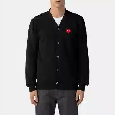 CDG Play V-Neck Cardigan Black