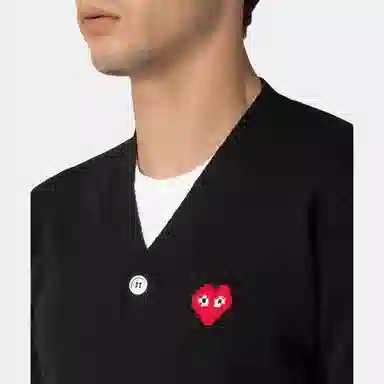 CDG Play V-Neck Cardigan Black