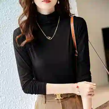 【dme】 纯色修身半高领长袖针织衫 女款 赭石