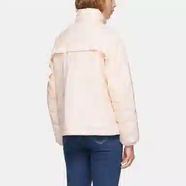 Moncler Logo Print Down Jacket Pink