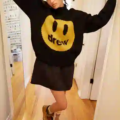 Drew House FW22 Mascot Funnel Neck Sweater-Mascot Black Logo