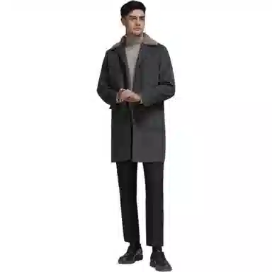 GOLDLION Detachable Shearling Collar Coat