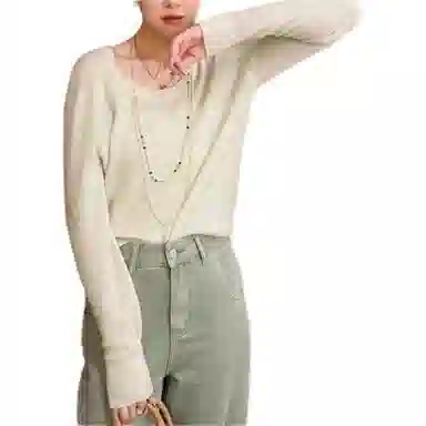 美洋 纯色圆领套头长袖针织衫 女款