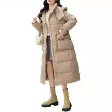 鸭鸭 通勤纯色连帽长袖羽绒服 女款
