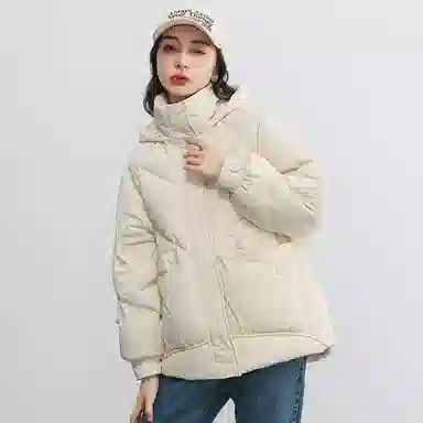 鸭鸭 纯色连帽短款加厚保暖休闲通勤韩系时尚百搭羽绒服 女款