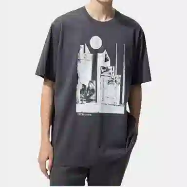 UNIQLO Printed Crew Neck T-Shirt Dark Gray