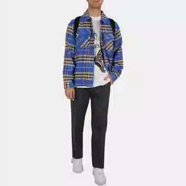 REPRESENT Long Sleeve Checkered Shirt Blue