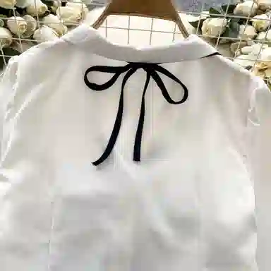 桴生 轻奢高级感网纱刺绣小领带拼接纯欲辣妹上衣衬衫 女款