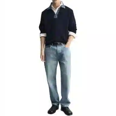 ZARA Colorblock Polo Shirt Long Sleeve Men