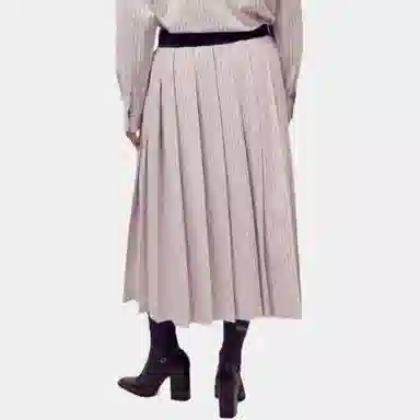 MARDI MERCREDI FW25 COTTON PLEATED MAXI SKIRT STRIPE_PINK