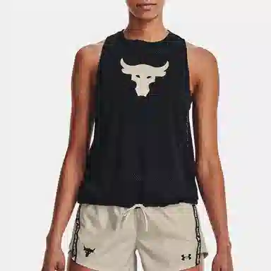 Under Armour Project Rock Animal Print Sleeveless Mesh Tank Top Black
