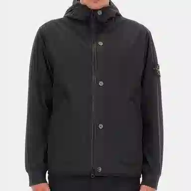 Stone Island FW23 Black Logo Zip Hoodie