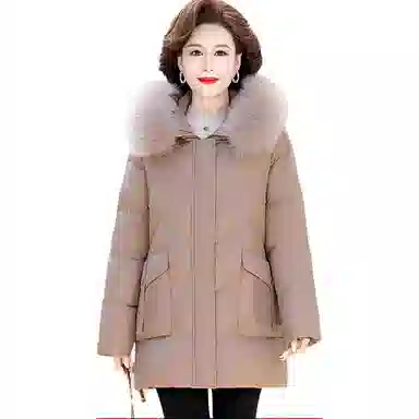 鸭鸭 简约时尚洋气纯色连帽拉链保暖长袖羽绒服 女款