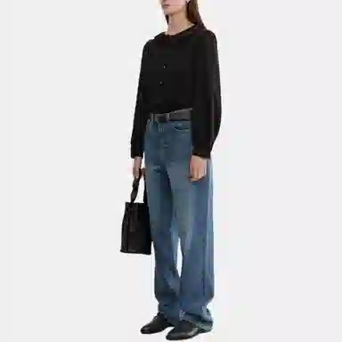 Dunst EXCLUSIVE VINTAGE RUFFLE BLOUSE BLACK