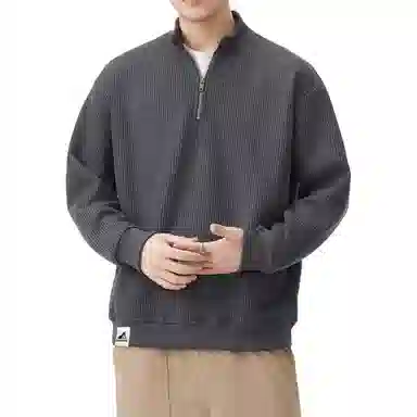 帝狼牛 半开襟拉链休闲潮流百搭宽松基础卫衣 男女同款